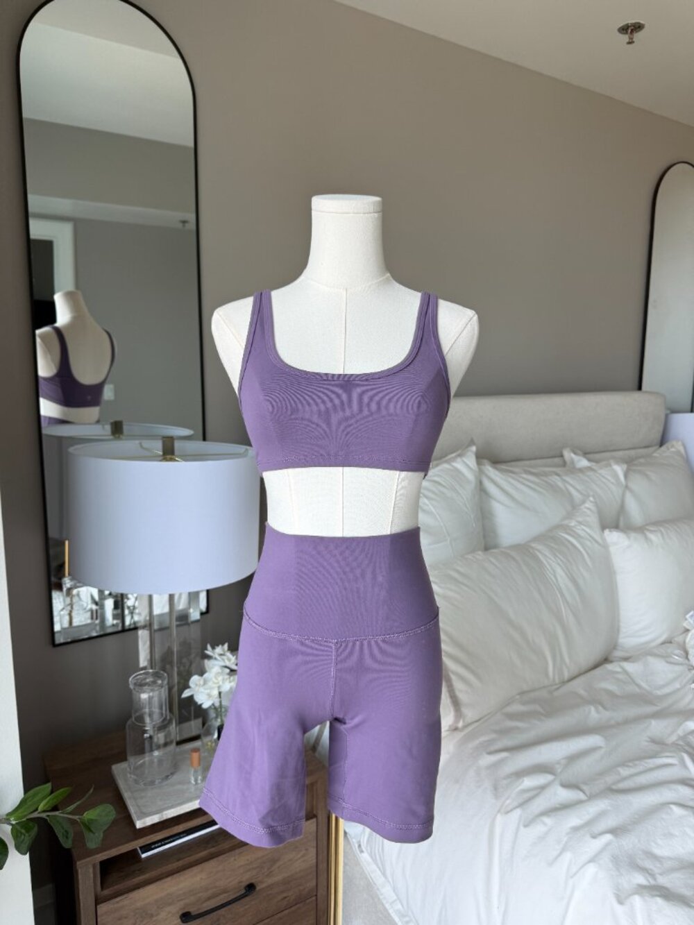 Aritiza TNA Bralette and Biker Shorts Set in Purple
